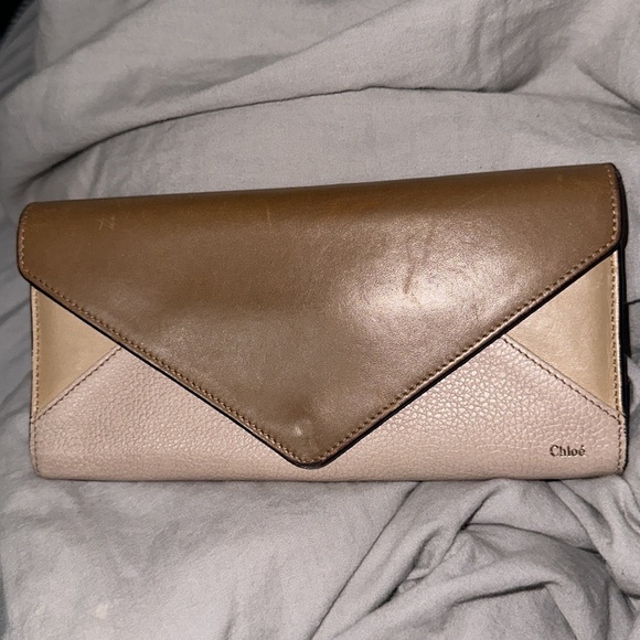 Chloe authentic real leather three diff color tans big wallet snaps open 7 card - Picture 13 of 13